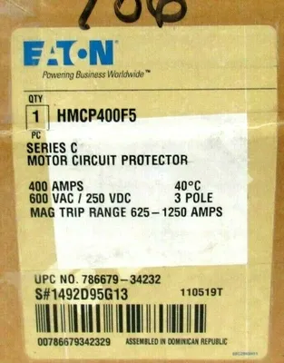 NEW EATON HMCP400F5 CIRCUIT BREAKER SER.C 3 POLE 400AMPS