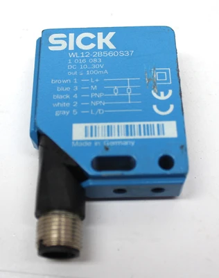 Sick WL12-2B560S37 Retro-Reflective Photoelectric Sensor 10-30V, 0-4m Range, M12