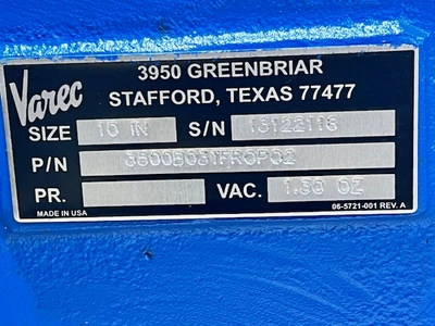 10" Varec Vacuum Relief Valve