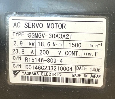 Used Yaskawa SGMGV-30A3A21 Servo Motors Indiana US | J&J Industrial Supply #1280962