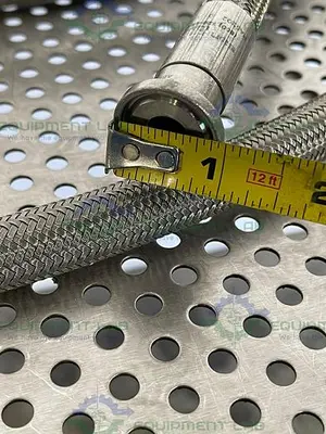 USED 20 FT STAINLESS STEEL HOSE W/ 1/2" SANITARY FITTING TO 1" SANITARY FITTING
