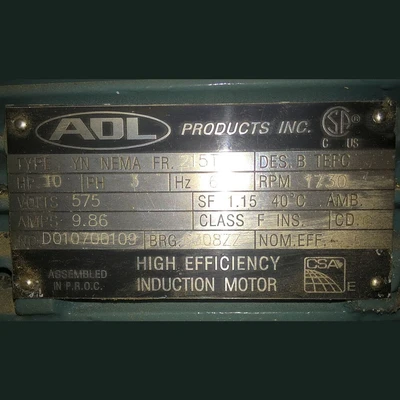 ADL High Efficiency 10 HP Motor