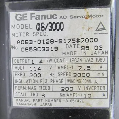 FANUC A6/3000 AC SERVO MOTOR A06B-0128-B175 #7000