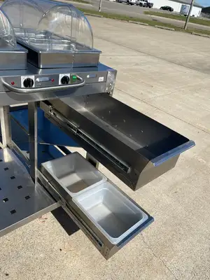Used Cadco Used Cadco - CBCHC - Stainless Steel Mobile 2 Hot 1 Cold Buffet Serving Cart 120V Restaurant Equipment (Miscellaneous) Illinois US | Falcon Restaurant Supply #1375892