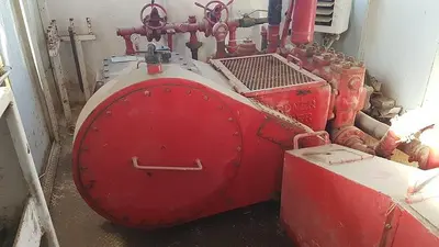 USED GARDNER DENVER PE-5Y 3X5 TRIPLEX WELL SERVICING REVERSING MUD PUMP PACKAGE