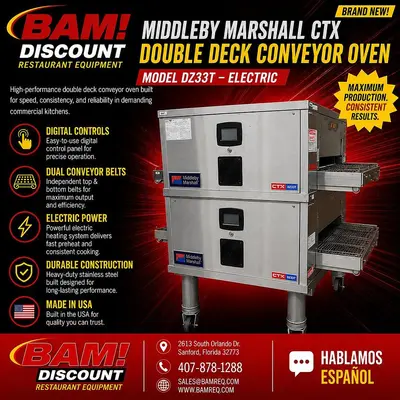 New | in-Stock MIDDLEBY MARSHALL DZ33T Conveyor Ovens Florida US | BAM Discount Restaurant Equipment #1134450