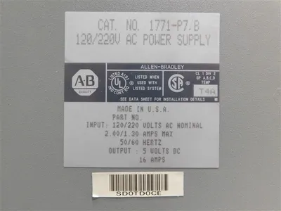 Allen Bradley 1771-P7/B PLC-5 120/220V AC Power Supply Module Used