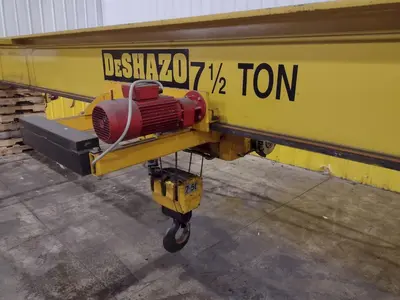 7.5 TON x 27' DESHAZO SINGLE GIRDER TOP RUNNING BRIDGE CRANE WITH STREET UNDERSLUNG HOIST: YOBRO 24991