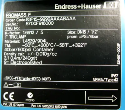 NEW Endress+Hauser 83F15-9999AAAABAAA