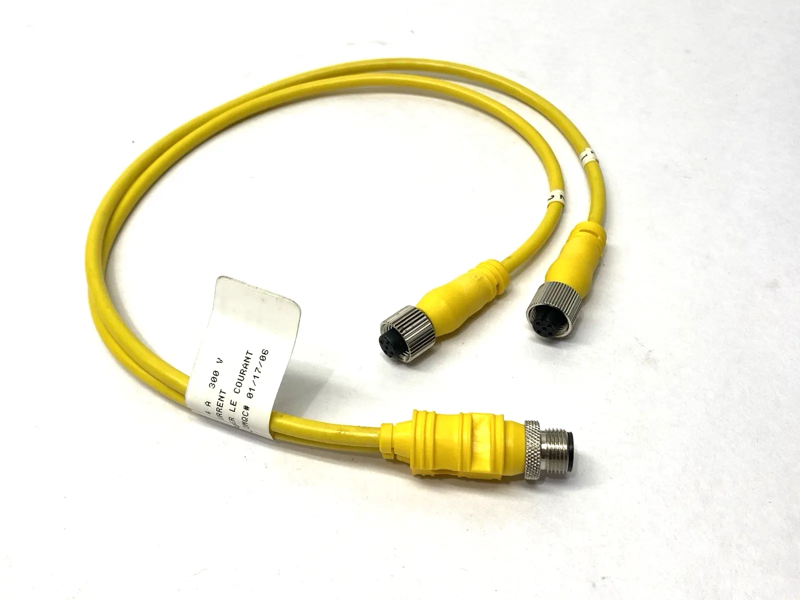 USED MENCOM Y-SPLITTER CONNECTOR CORDSET MALE TO 2X FEMALE M12 4A
