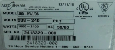 USED Alto-Shaam 400-HWI/D6