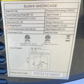 171-0139 52” Self Contained Full Service Countertop Sushi Display Cooler