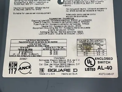 Used SQUARE D H361 Electrical Panels Ohio US | HGR 24 #1508150