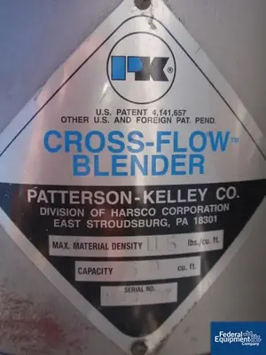 USED Patterson-Kelley 60 Cu Ft P-K Twin Shell Cross-Flow Twin Shell Blender, S/S, 115# Density