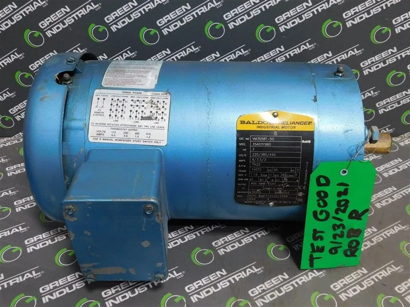 2 HP Baldor Reliance VM3558T-50 Industrial Motor 1425 RPM Spec 35A03Y980 Used
