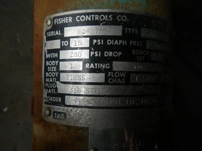 Fisher 1" 300 Class 316 Stainless Steel Control Valve
