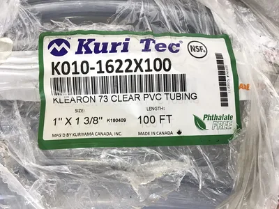 Kuriyama Kuri Tec K010-1622X100 Klearon 73 Clear PVC Tubing  1″X1-3/8″ 100Ft Length