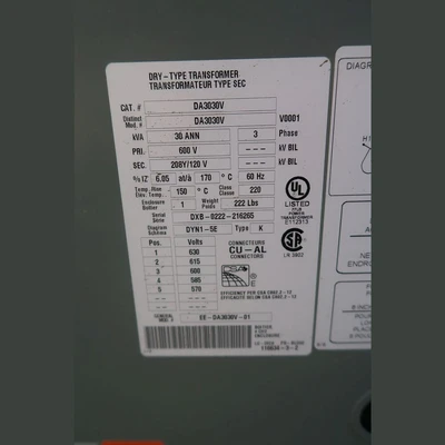 Delta 30 kVA Transformer