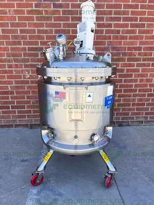 USED PRECISION STAINLESS 400 LITER STAINLESS STEEL JACKETED REACTOR W/ AGITATOR