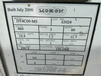 Used 2000 MOKON DT4C09M5 Misc Plastics Equipment Ohio US | HGR 24 #1482387