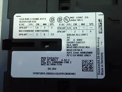 Used SIEMENS 3RT20152BB42 PLC Contactors Ohio US | HGR 24 #907479