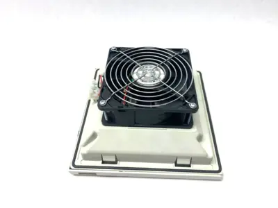 USED HOFFMAN NVENT SIDE MOUNT COOLING FILTER FAN LIGHT GRAY, 24V, 70CFM