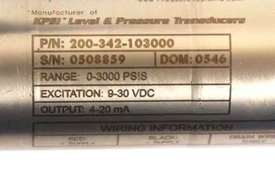 NEW PRESSURE SYSTEMS 200-342-103000 PRESSURE TRANSDUCER 200342103000