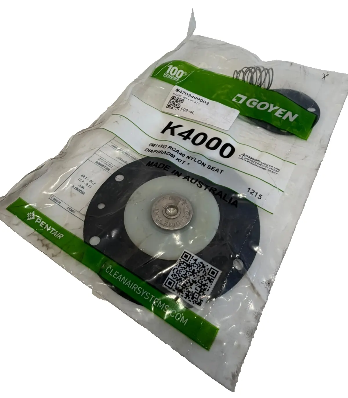 NEW GOYEN K4000 RCA40 NYLON SEAT DIAPHRAGM KIT