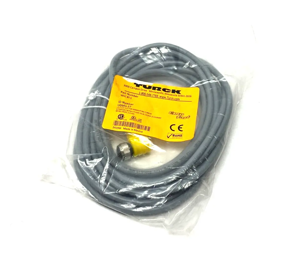 NEW TURCK EUROFAST SINGLE ENDED RT ANGLE CORDSET M12 8-PIN