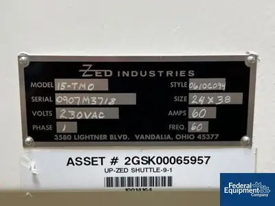 USED Zed Industries Zed Industries Shuttle Sealer, Model 15-TMO