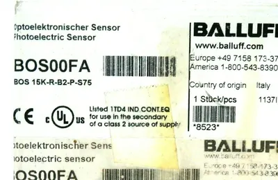 NEW BALLUFF BOS 15K-R-B2-P-S75 PHOTO SENSOR BOS00FA BOS15KRB2PS75