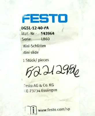 NEW FESTO DGSL-12-40-PA MINI SLIDE 543964 DGSL1240PA