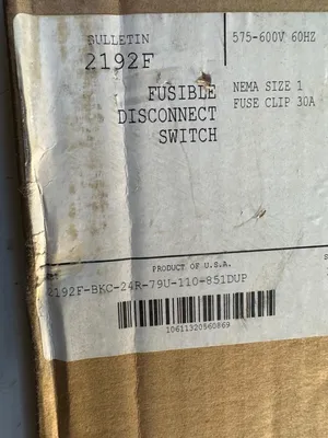 Allen Bradley 2192F Fusible Disconect Switch Nema S.1 Fuse clip 30A(1E-34)