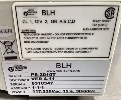 Used VISHAY BLH PS-2010T VER 4.11 CONTROLLER, 117/230VAC Speed Drives South Carolina US | Palmetto Automation #1157941