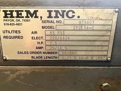 2007 HEM CYCLONE A-C Saws, Miter | Westbrook Engineering (10)