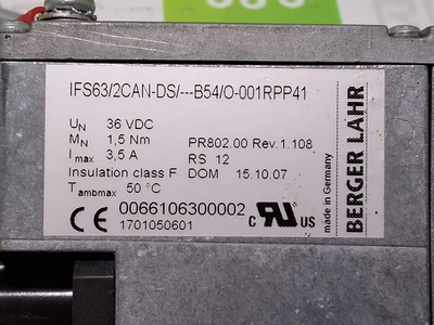 BERGER LAHR IFS63/2CAN-DS/---B54/O-001RPP41 SERVO MOTOR 3,5A