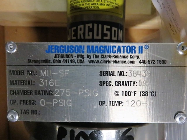 Jerguson Magnificator II Magnetic Liquid Level Indicator model MII-SF Spec. Gravity 0.95 275 Psig 24" Lenght