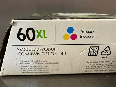 Hp 60xl Tri-Color Cartridge Genuine CC644WN 140 NEW (5.4.1)