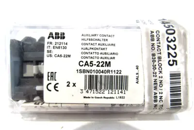 2 NEW ABB CA5-22M CONTACT BLOCK 1SBN010040R1122 CA522M