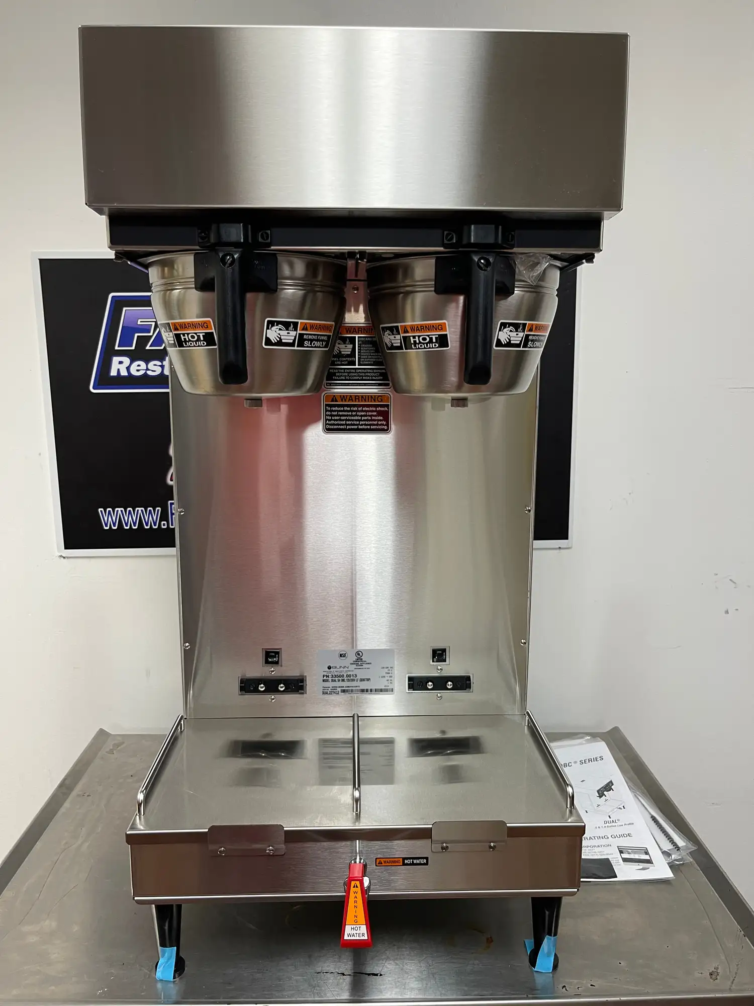 New | in-Stock Bunn Unused Bunn 33500.0013 Dual Soft Heat DBC Coffee Brewer with Lower Faucet - 120/208V - F1 Coffee Equipment Illinois US | Falcon Restaurant Supply #1374505