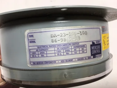 Mercoid Control DA-23-103-103 Pressure Switch 120/240V AC/DC 10/5A 1/2-1/3HP