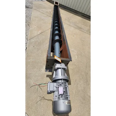 Used CI Conveyors Inc 11" Dia. X 20'-9"L Mild Steel Industrial Screw Auger 3HP
