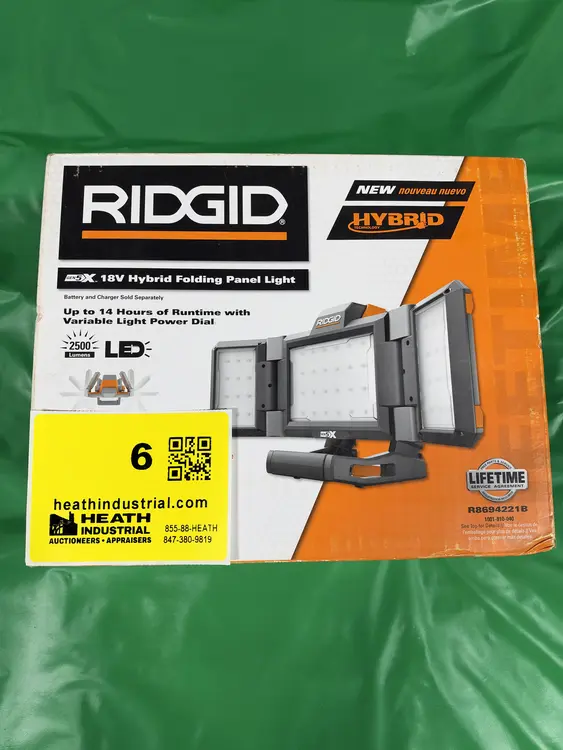 Used _UNKNOWN_ RIDGID 18V HYBRID FOLDING PANEL LIGHT (NO CHARGER, NO BATTERY, NEW IN BOX) CNC Lights Illinois US | Heath Industrial Auction Services #1549626