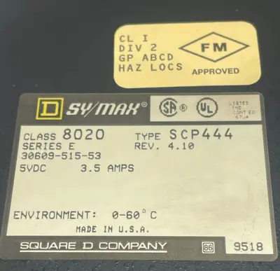 USED SQUARE D SY/MAX 8020-SCP-444 PROCESSOR MODULE 5VDC 3.5AMPS 8020 SCP444