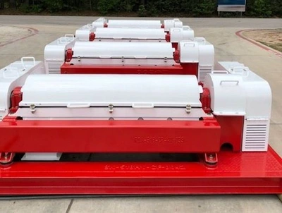 (4) Swaco 518 HV oilfield decanter centrifuge skids, Duplex SS.