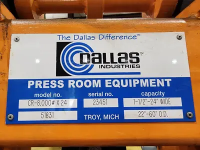 Used DALLAS DPR-6,000X24/06425 Coil Reels and Straighteners Michigan US | Midwest Press and Automation #1302701