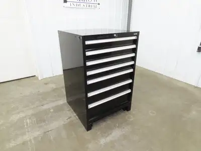 Uline Modular Steel 7 Drawer Tool Cabinet 29x29x44" Black Dividers