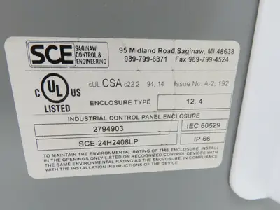 SCE SCE-24H2408LP Electrical Enclosure Junction Box 24x24x8" Type 12 Gray