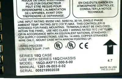 USED BARBER COLMAN 15Q3-AKF11-000-5-00 CONTROLLER 15Q3AKF11000500