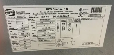 HBS, SG3A0030KB 30 KVA TRANSFORMER
